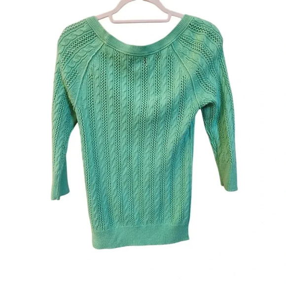 Women's American Eagle Eyelet 3/4 Sleeve Sweater M - Picture 4 of 4